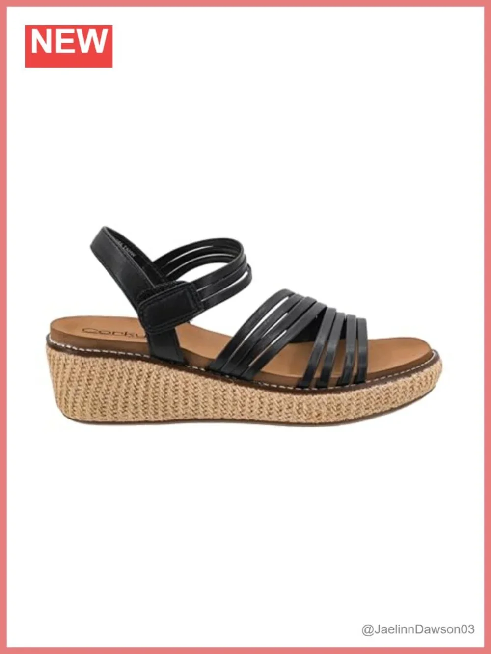 Women's Strappy Wedge Sandals with Cork Wrapped Heel and Cushioned Insole